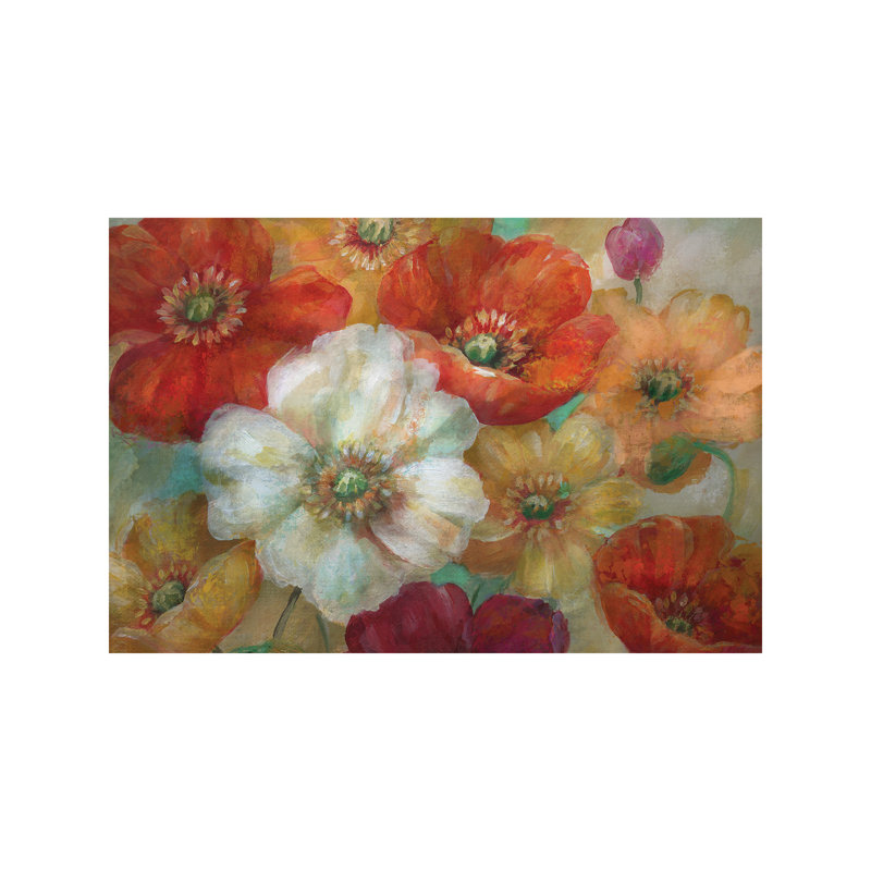 Poppycentric - Wrapped Canvas Painting, 152.5 cm H x 101.5 cm W