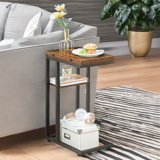 Naarden Rustic C Shaped Table Foldable End Table Industrial Side Sofa Tables Living Room