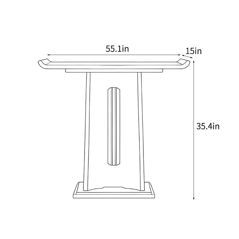 Console simple de style chinois, 35.4" H x 55.1" W x 15" D