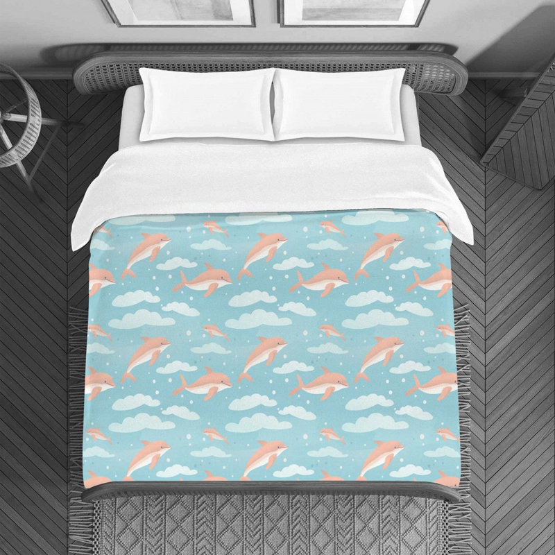 Dolphins Underwater Duvet Cover, Twin Duvet Cover