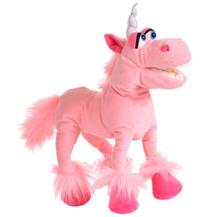 Living Puppets: Spark The Pink Unicorn - Marionnette à main en peluche de 16 po, fait à la main, bouche en mouvement, personnage de compagnon de fantaisie doux, jouet de jeu et développement, enfants de 3 ans et plus