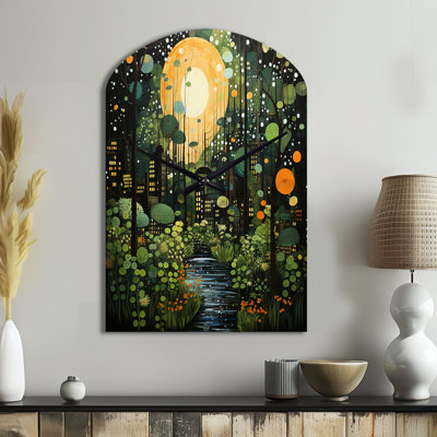 Horloge murale asymétrique «Green Jungle Urban Urban - Green», impression unique