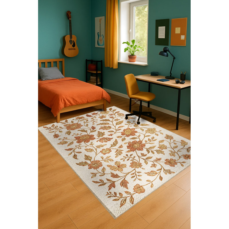Tapis tissé crème à imprimé tigre Mosso, 3'3" x 4'11"