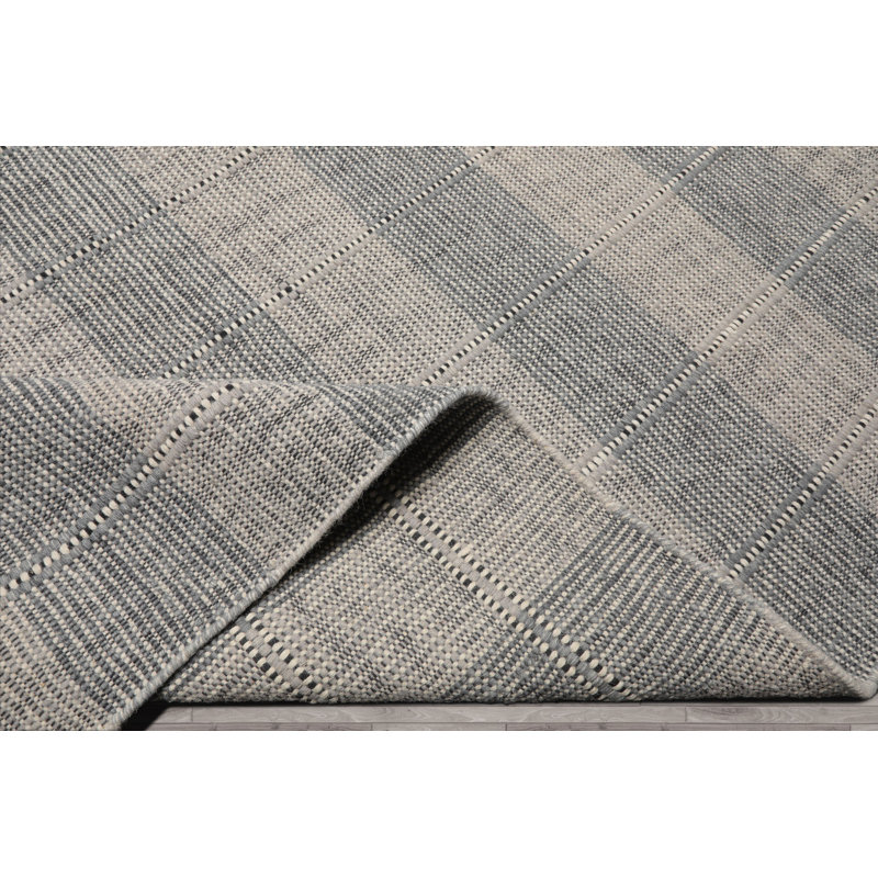 Tapis gris en laine tissé à la main et à plat gris, Rectangle 10 pi x 14 pi