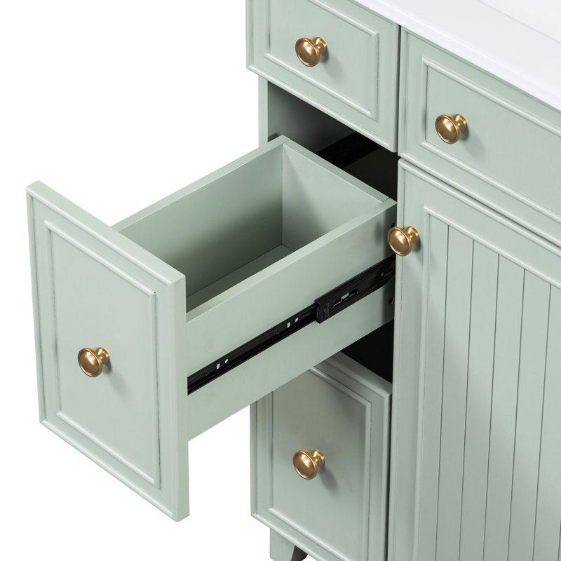 Meuble-lavabo 24 po avec lavabo en céramique, Vert