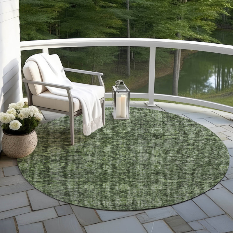 Tapis intérieur / extérieur lavable à la machine Chantille ACN1145 Cactus, Rond 8 pi