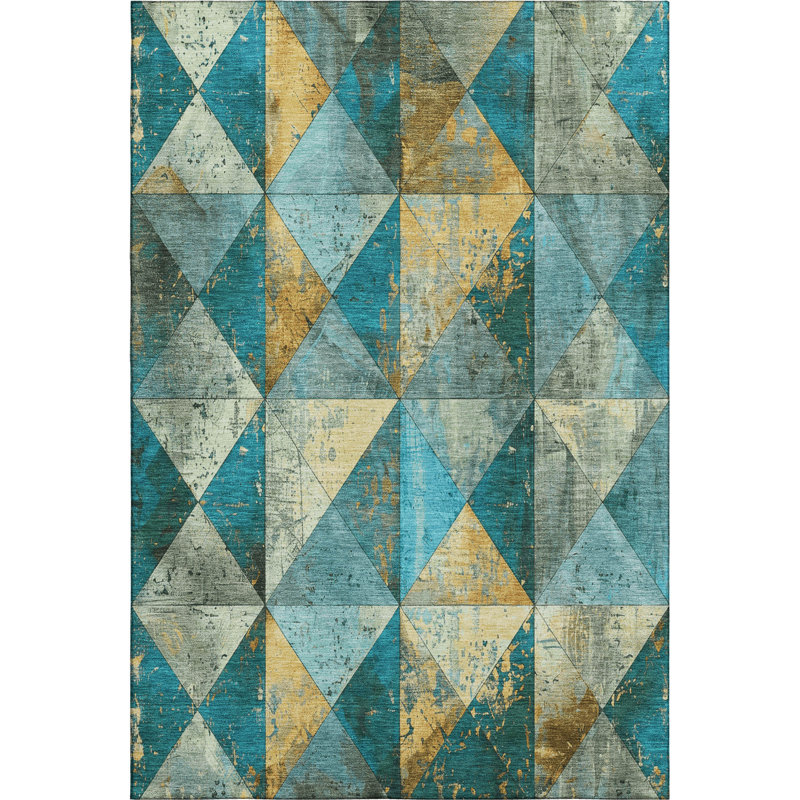 Premium Machine Washable Meidell AMF1721 Geometric Rug, Rectangle 2'6" x 3'10"