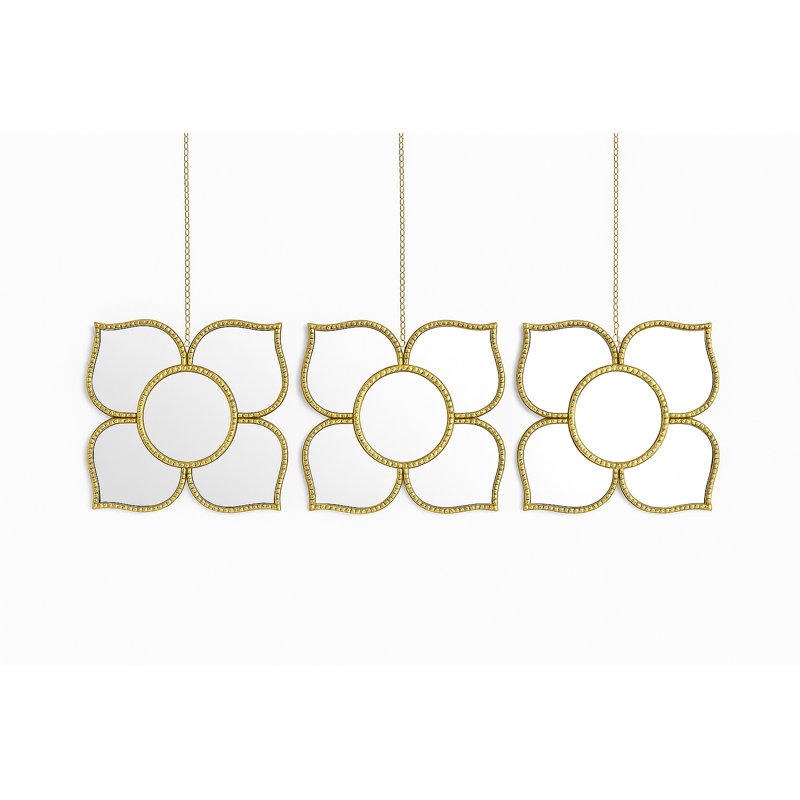 Ensemble de miroir mural doré doré avec chaîne suspendue, cadeau de décoration Diwali moderne traditionnel, miroir de 25 cm Pooja Room Decor
