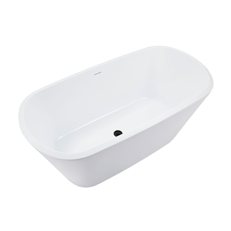 1501.1mm x 718.8mm Soaking Acrylic Bathtub, Matte Black