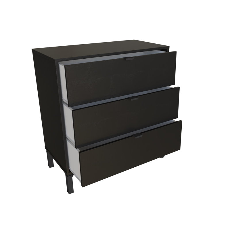 Commode 3 tiroirs Lilieth, Noir
