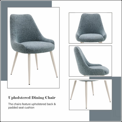 Laela Light Blue Boucle & Bone White Table Side Chair