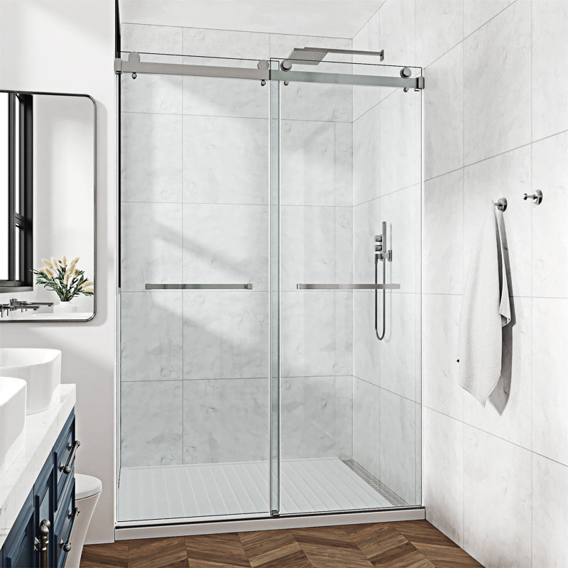 Porte de douche coulissante double sans cadre