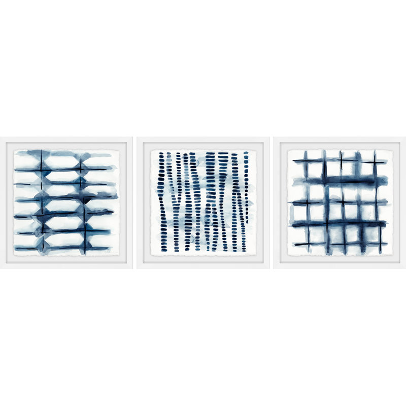 Indigo Study VII Triptych - ensemble de 3 reproductions de cadres photo, H 12 po x l 12 po x P 1,5 po