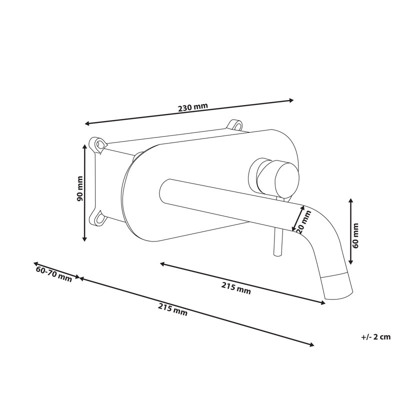 Wall Mounted Basin Mixer Tap Brass, Black