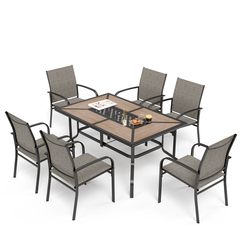 Ensemble repas pour 6 personnes avec table rectangulaire