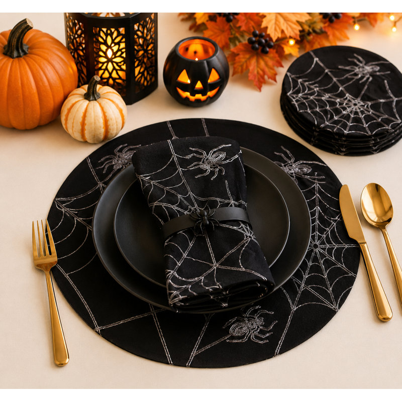 Napperon en toile d’Halloween 16 po, Noir