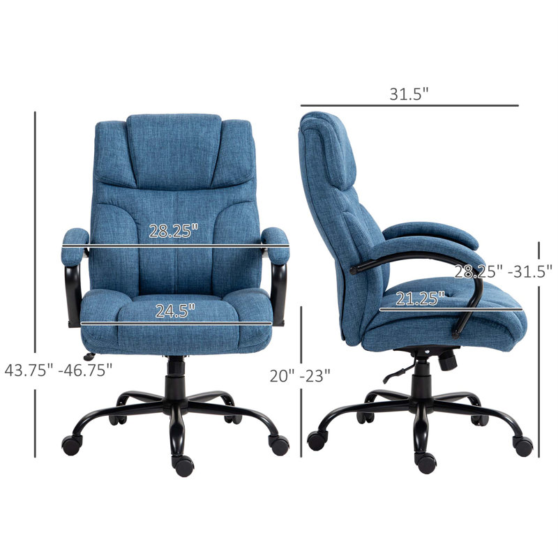 Vinsetto Big And Tall Office Chair With Wide Seat, Executive Computer Chair With Adjustable Height, Swivel Wheels And Linen