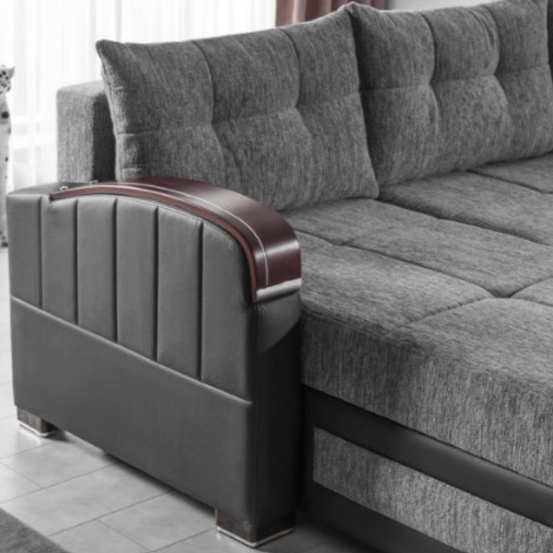 Canapé modulaire rembourré Primenest Urbanedge avec rangement, Chenille gris clair 1