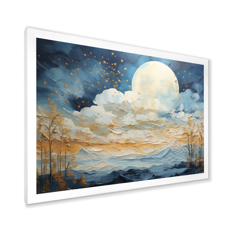 " Clouds Celestial Wisp Patchwork ", 30" H x 40" W x 1.5" D, White Picture Framed