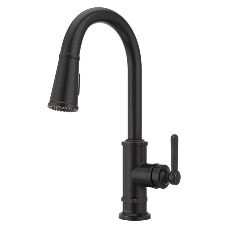 Pull Down Single Handle Kitchen Faucet, Tuscan Bronze