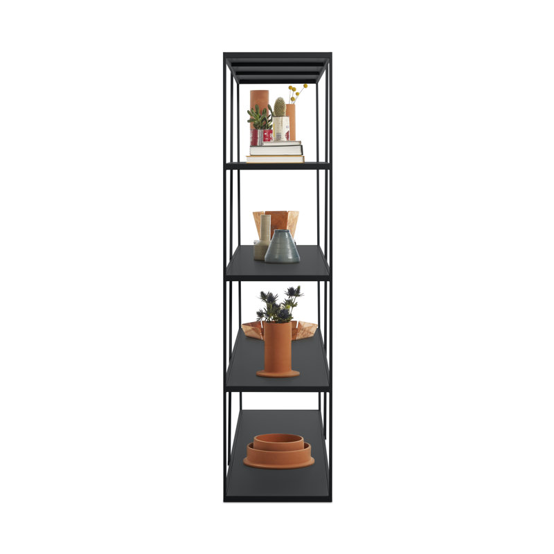 NeedWant Etagere Bookcase, Oblivion, (4 Shelves) 73" H x 42" W x 19" D