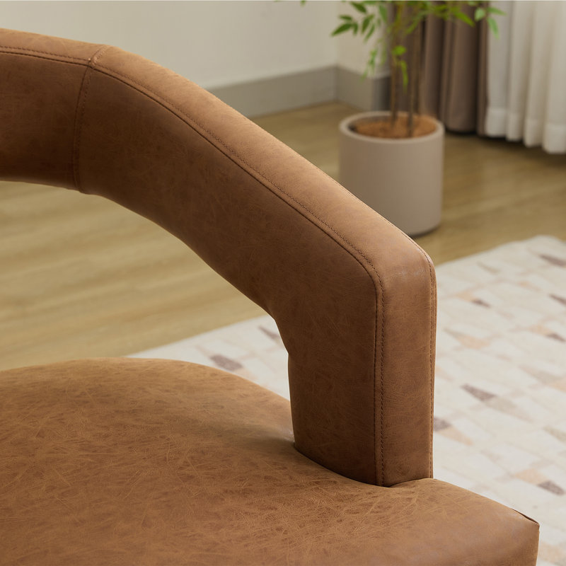 Chaise d'appoint moderne avec dossier ouvert, Similicuir brun