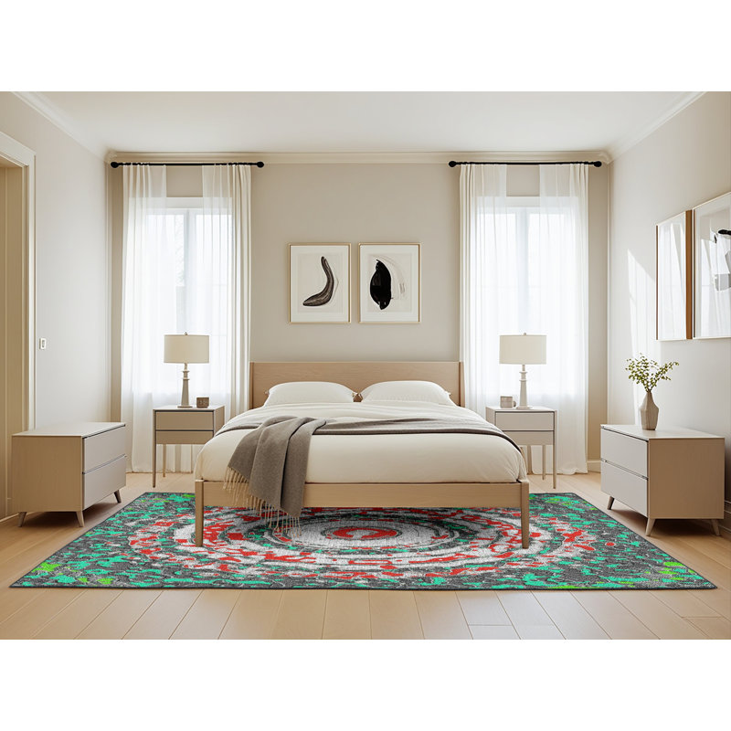 Vert Tapis décoratif, Rectangle 5 pi x 8 pi