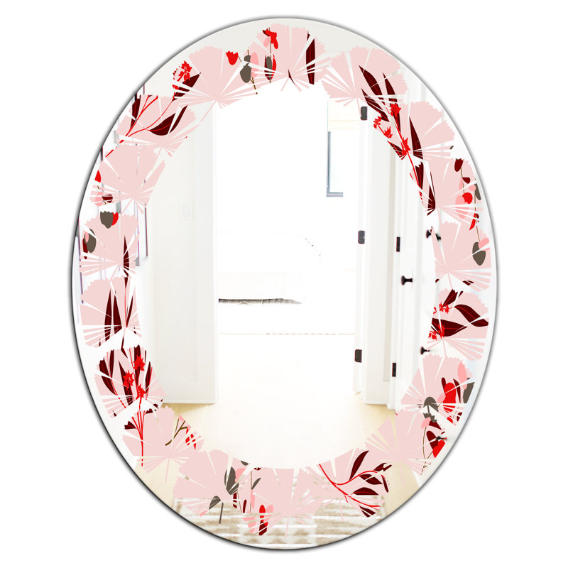 Modern Farmhouse Wall Mirror, 31.5" x 23.7" , Leaves Eucalyptus Floral Pattern II