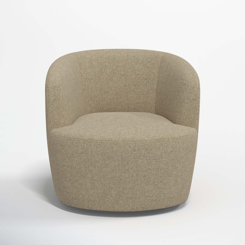 Fauteuil demi-tonneau pivotant Mina, Lin texturé naturel Zuma