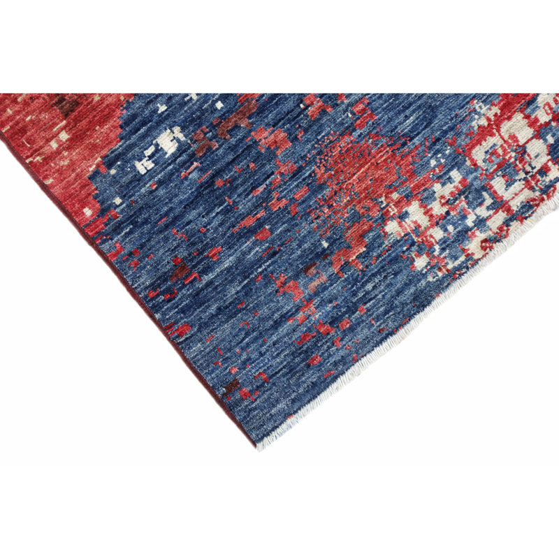 Hand Knotted Wool Area Rug in Multi
