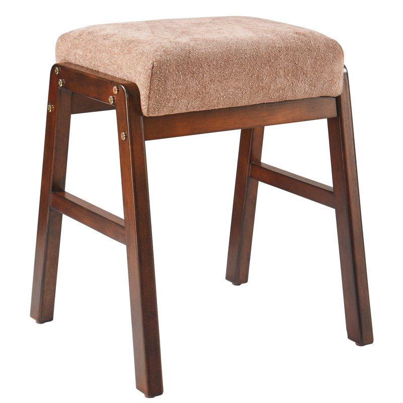 Raahi Solid Wood Accent Stool, Light Brown