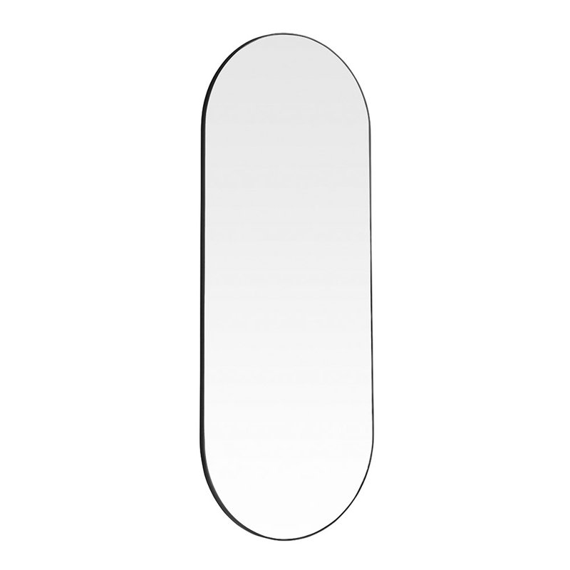 Slimline Oval Wall Mirror, 150cm H x 60cm W, Black
