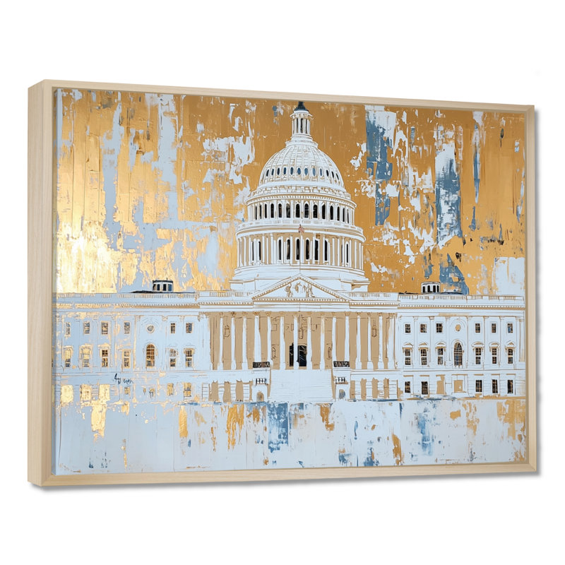 Art mural sur toile Chul - USA Patriotist, H 12 po x l 20 po, Impression encadrée flottante, Crème, crème