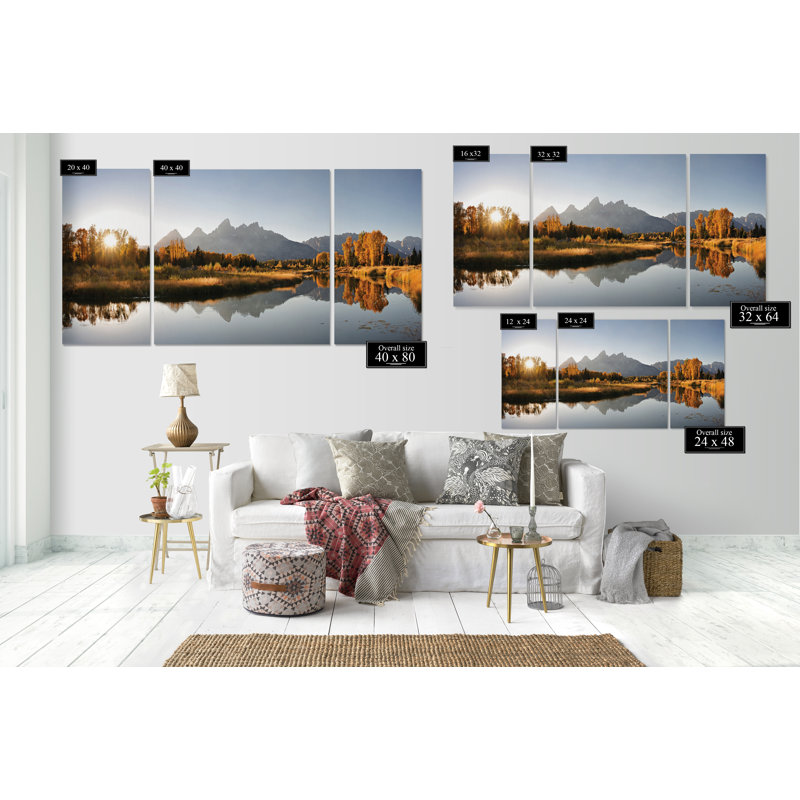 " Landing On Snake River " 3 - Pieces, 40" H x 80" W x 1.5" D