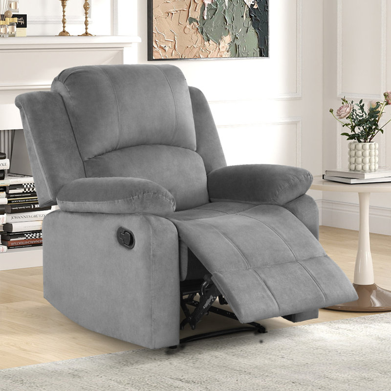 Llanos 3 Piece Comfortable Microfiber Manual Recliner Living Room Set With Manual Recliner & Loveseat & Sofa, Gray