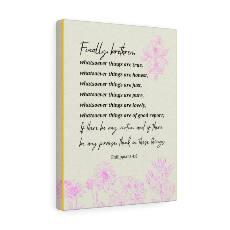 Whatsoever Things Are Philippians 4: 8 Christian Wall Art Bible, impression de verset prêt à être accroché