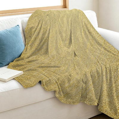 Jeté en molleton de flanelle dorée ultra douce, motif métallique imprimé sur une seule face