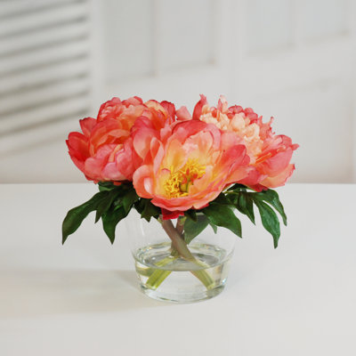 Peonies Floral Arrangement in Glass Vase