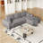 Boneless 114.5'Modern Corduroy Modular foam Sofa, Recliner Seat reversible Sofa, 2-in-1 Sofa with Recliner and L-Shaped Sofa Combination with Three Cushion Neck Pillow Combination and Two Throw Pillows-260976614