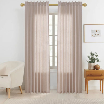 Pinch Pleat Linen Curtains 2 Panels Set