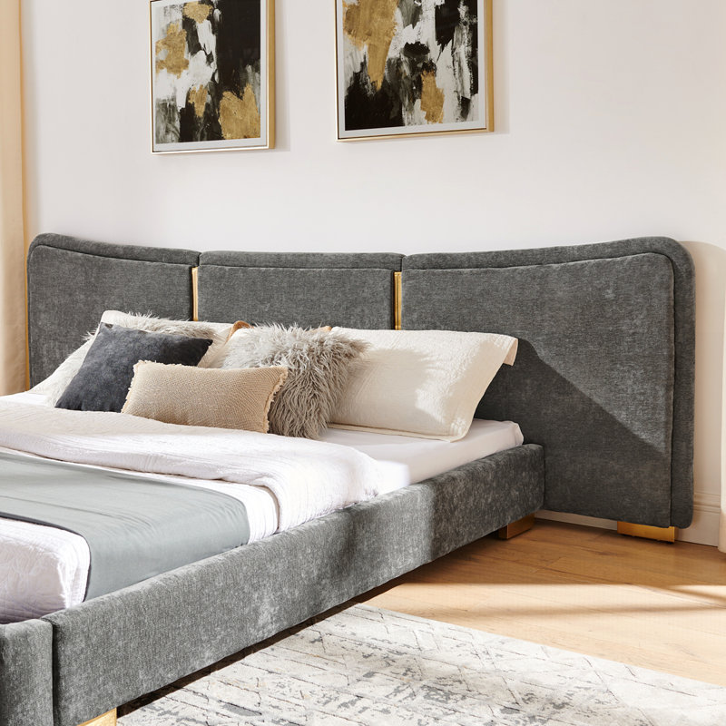 Extra Large Platform Bed, Dark Gray