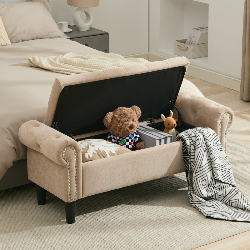 Banc de rangement en chenille 49,6 po Elisama, Brun