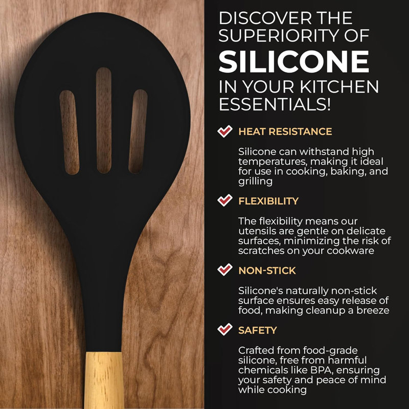 Kaluns 21-Piece Silicone Kitchen Utensils Set – Premium Non-Stick Cooking Tools with Wooden Handles, Heat Resistant up to 446°F