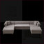 Canapé modulaire 135,5 pouces en U moderne à 2 tiroirs | Salon Salon Chambre à coucher | Chenille | Gris clair-309559686