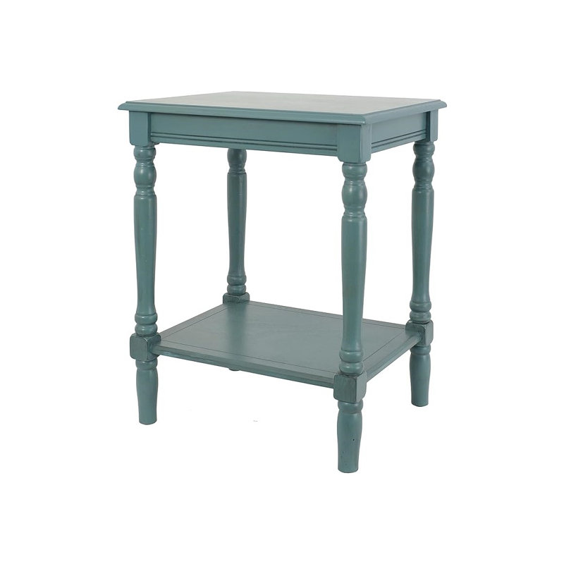 Charlton Home Delouris Wood Accent Storage Shelf End Table, Blue Gray