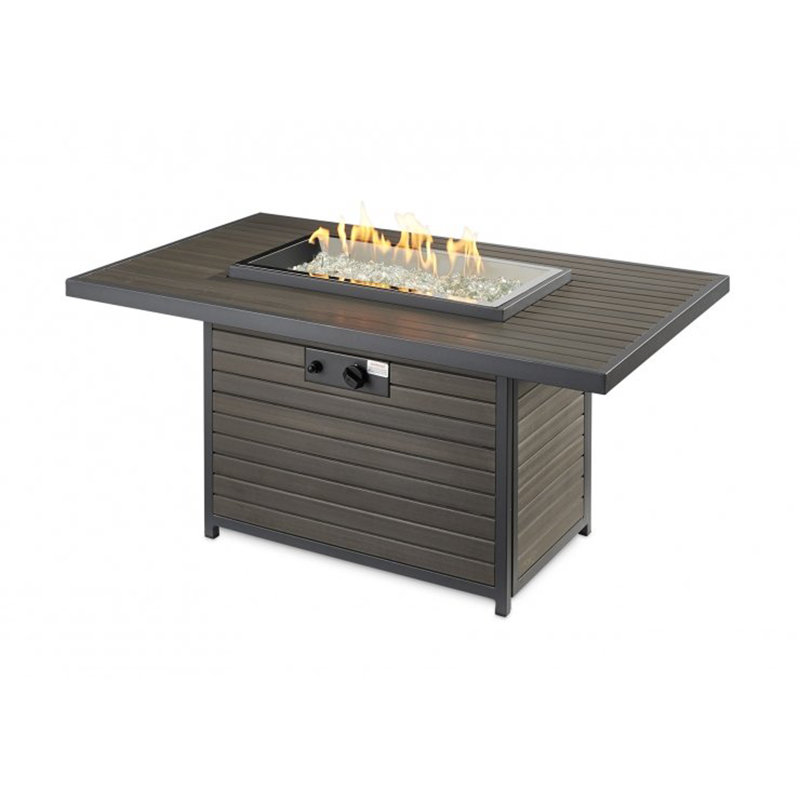 Rectangle Polyresin Smokeless Fire Pit Table, Gray