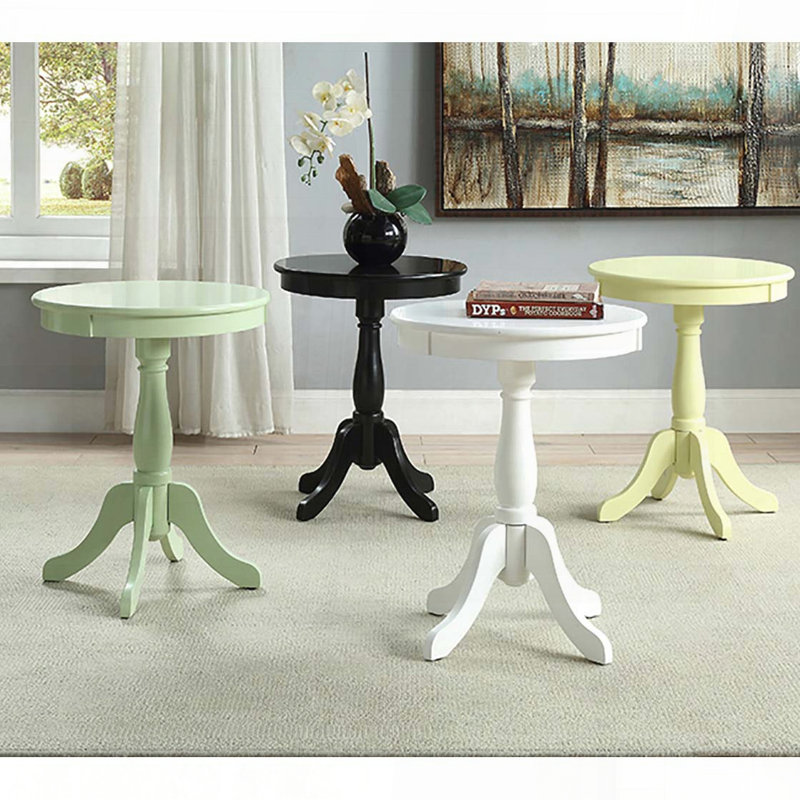 Table d'appoint de style chalet noir avec piédestal tourné et 4 pieds, Noir