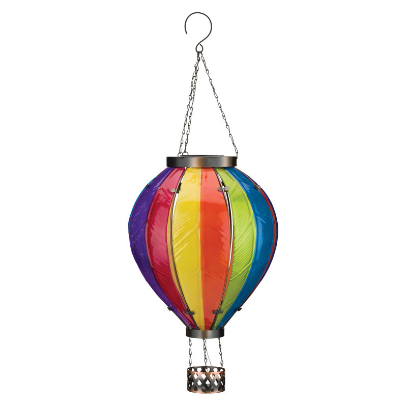 Lanterne ballon suspendu à air chaud solaire Herdon 27 "avec panneaux en verre et cadre en métal - arc-en-ciel Herdon