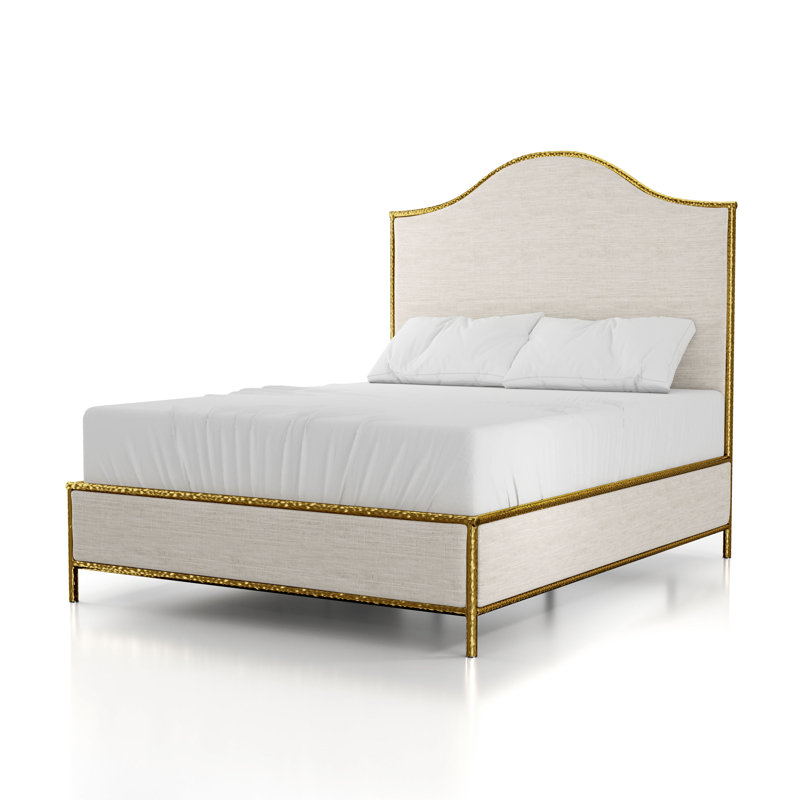 Lit plateforme tapissier Premier, Or/beige