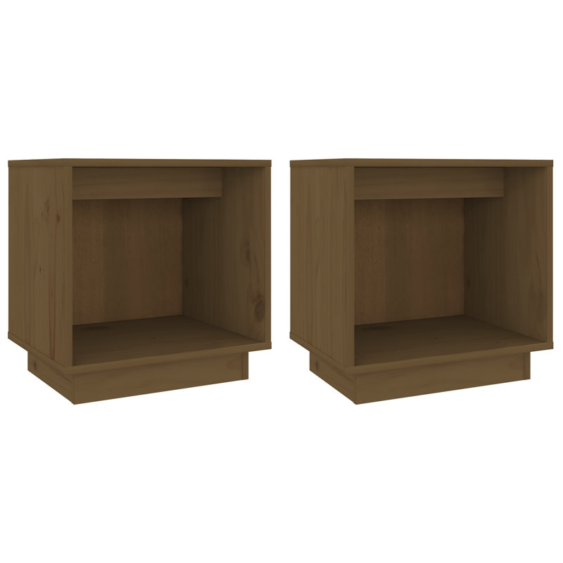 Gela 40cm W Solid Wood Bedside Table, Honey Brown